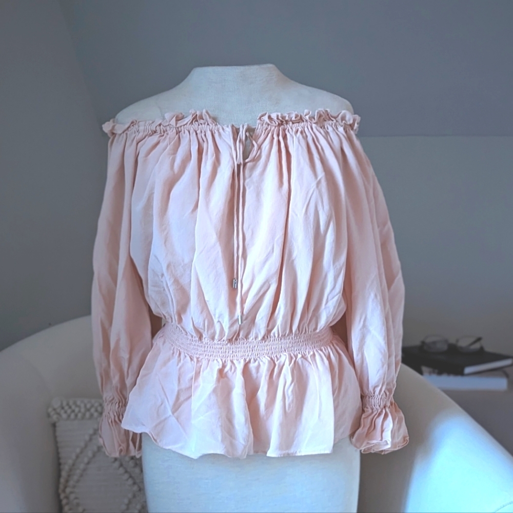 Elie Tahari Silk Off The Shoulder Blouse